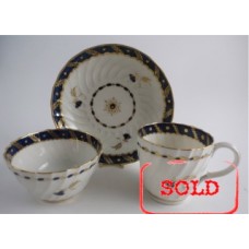 SOLD Worcester Oval Shanked Trio, Blue and Gilt Decoration with 'Bluebell pattern', c1795 SOLD 